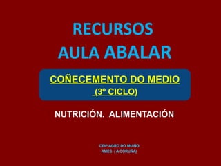 RECURSOS
 AULA ABALAR
COÑECEMENTO DO MEDIO
       (3º CICLO)

NUTRICIÓN. ALIMENTACIÓN


        CEIP AGRO DO MUIÑO
         AMES ( A CORUÑA)
 