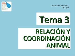 Ciencias de la Naturaleza,
                        2º E.S.O




    Tema 3
   RELACIÓN Y
COORDINACIÓN
      ANIMAL
 