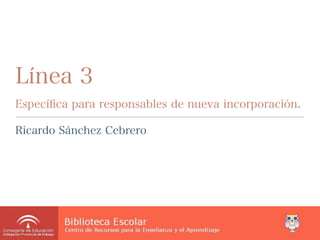 Línea 3
Especíﬁca para responsables de nueva incorporación.

Ricardo Sánchez Cebrero
 