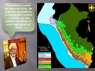 Teniendo en cuenta
los tipos de clima, las
regiones geográficas,
la hidrografía, la flora
y la fauna, se han
podido identi...