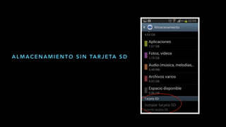 A L M A C E N A M I E N T O S I N TA R J E TA S D
 