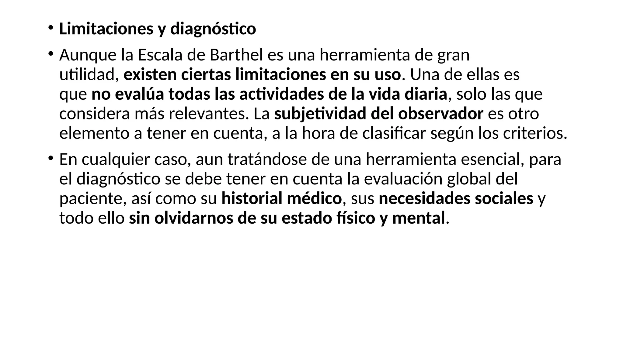 ESCALA DE BARTHEL PARA E VALUAR AL ADULTO MAYOR | PPTX