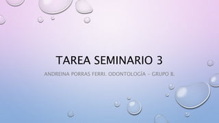 TAREA SEMINARIO 3
ANDREINA PORRAS FERRI. ODONTOLOGÍA - GRUPO B.
 