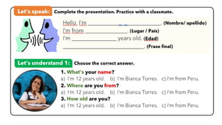 Presentación4.pptx where are you from ? english class | PPTX