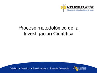 Proceso metodológico de la 
Investigación Científica 
 