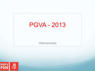 PGVA - 2013

  Valoraciones
 