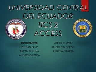 UNIVERSIDAD CENTRALUNIVERSIDAD CENTRAL
DEL ECUADORDEL ECUADOR
TICS 2TICS 2
ACCESSACCESS
 