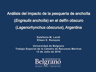 Estefanía M. Landi
Eileen E. Ronayne
Universidad de Belgrano
Trabajo Especial de la Cátedra de Recursos Marinos
13 de Julio de 2016
 