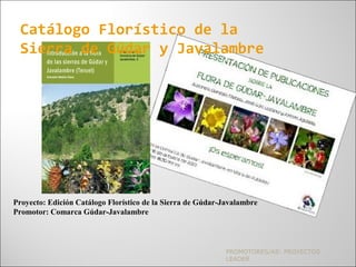 PROMOTORES/AS: PROYECTOS
LEADER
Catálogo Florístico de la
Sierra de Gúdar y Javalambre
Proyecto: Edición Catálogo Florísti...