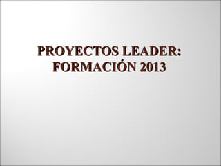 PROYECTOS LEADER:PROYECTOS LEADER:
FORMACIÓN 2013FORMACIÓN 2013
 