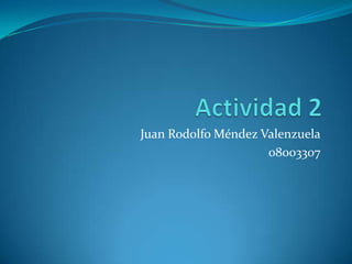 Juan Rodolfo Méndez Valenzuela
                     08003307
 