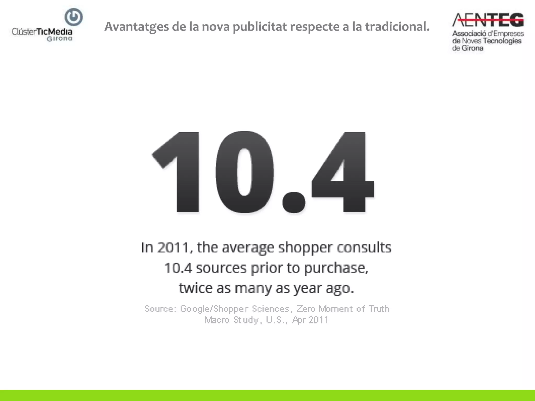 Avantatges de la nova publicitat respecte a la tradicional.
 