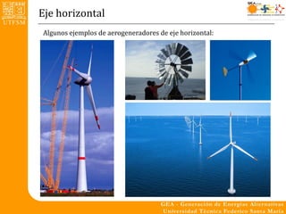 Eje horizontal
Algunos ejemplos de aerogeneradores de eje horizontal:
 