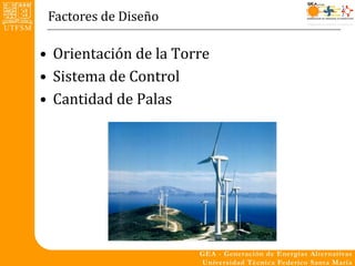 Factores de Diseño

• Orientación de la Torre
• Sistema de Control
• Cantidad de Palas
 