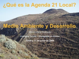 Medio Ambiente y Desarrollo Gilberto Martel Rodríguez Colectivo Turcón – Ecologistas en Acción Telde a 11 de junio de 2009 ¿Qué es la Agenda 21 Local? 
