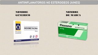 NOMBRE
GENERICO
NOMBRE
DE MARCA
ANTIINFLAMATORIOS NO ESTEROIDEOS (AINES)
 