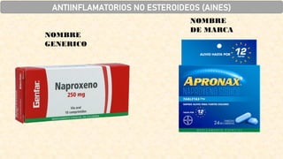 NOMBRE
GENERICO
NOMBRE
DE MARCA
ANTIINFLAMATORIOS NO ESTEROIDEOS (AINES)
 