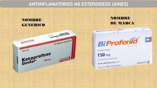 NOMBRE
DE MARCA
NOMBRE
GENERICO
ANTIINFLAMATORIOS NO ESTEROIDEOS (AINES)
 