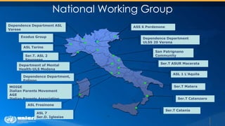 National Working Group
ASS 6 Pordenone
Dependence Department
ULSS 20 Verona
Ser.T ASUR Macerata
Ser.T Matera
Ser.T Catanza...