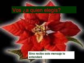 Vos ¿a quien elegís? Sino recibo este mensaje lo entenderé 