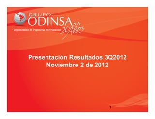 Presentación Resultados 3Q2012
     Noviembre 2 de 2012




                        1
 