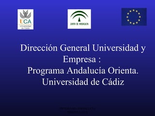 PROGRAMA ANDALUCÍA
ORIENTA.UCA
Dirección General Universidad y
Empresa :
Programa Andalucía Orienta.
Universidad de Cádiz
 