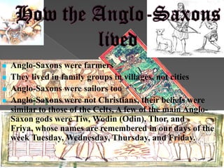 How the Anglo-Saxons livedAnglo-Saxons were farmers