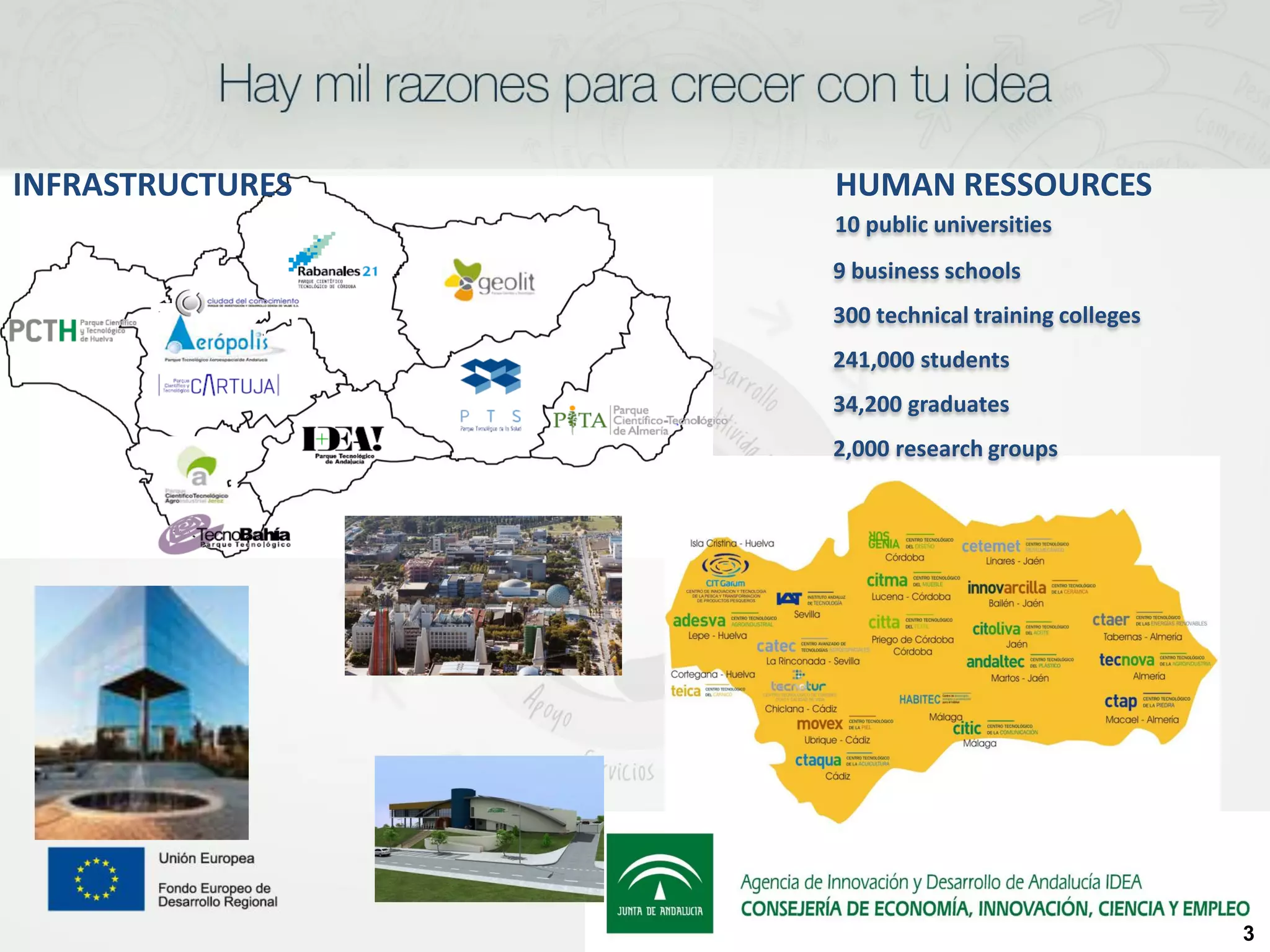 INFRASTRUCTURES   HUMAN RESSOURCES
                  10 public universities
                  9 business schools
                  300 technical training colleges
                  241,000 students
                  34,200 graduates
                  2,000 research groups




                                                    3
 