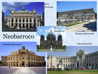 Paris (Francia)Berlín (Alemania)NeobarrocoBaviera (Alemania)Viena (Austria)Dresde (Alemania)