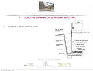 MUROS DE ENTRAMADO DE MADERA EN SÓTANO
© infomadera + G.E. arquitectura
ESTRUCTURAS DE ENTRAMADO LIGERO
ENTRAMADO DE MADERA TRATADA EN SÓTANO
miércoles, 24 de abril de 13
 