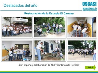 Restauración de la Escuela El Carmen
SIGUE
Destacados del año
Con el porte y colaboración de 150 voluntarios de Novartis
 