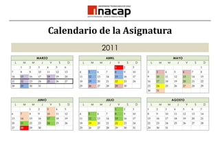 Calendario de la Asignatura