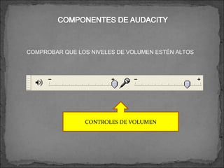 CONTROLES DE VOLUMEN COMPROBAR QUE LOS NIVELES DE VOLUMEN ESTÉN ALTOS 