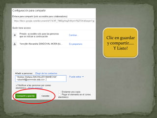 Clic en guardar
y compartir…..
Y Listo!