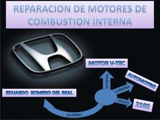 REPARACION DE MOTORES DE COMBUSTION INTERNA MOTOR V-TEC AUTOMOTRIZ TRABAJO CARRERA EDUARDO  ROMERO DEL REAL GRUPO 2102 ALUMNO 