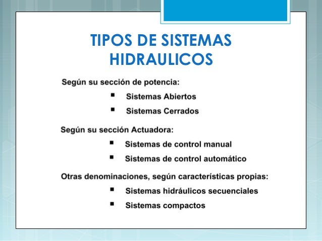 Tipos de hidráulica