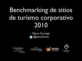 Benchmarking de sitios
de turismo corporativo
         2010
        Mario Carvajal
        @astromario
 