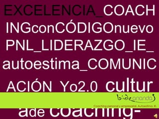 EXCELENCIA_ COACHINGconCÓDIGOnuevoPNL_LIDERAZGO_IE_ autoestima _COMUNICACIÓN_Yo2.0_ cultura de  coaching-E CO Coaching personal y empresarial. Autoestima. IE.  
