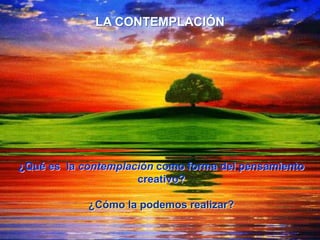 LA CONTEMPLACIÓN¿Qué es  la contemplación como forma del pensamiento creativo? ¿Cómo la podemos realizar?