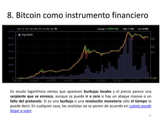 8. Bitcoin como instrumento financiero 
En escala logarítmica vemos que aparecen burbujas locales y el precio parece una 
...