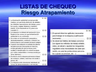 LISTAS DE CHEQUEO Riesgo   Atrapamiento 