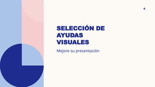 SELECCIÓN DE
AYUDAS
VISUALES
6
Mejore su presentación
 