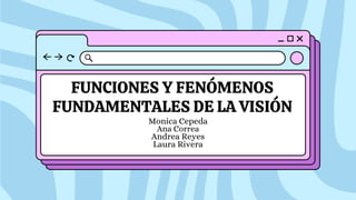 FUNCIONES Y FENÓMENOS
FUNDAMENTALES DE LA VISIÓN
Monica Cepeda
Ana Correa
Andrea Reyes
Laura Rivera
 