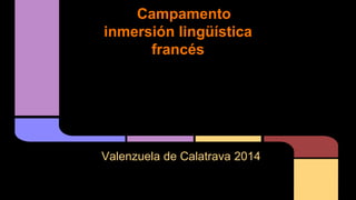 Campamento
inmersión lingüística
francés
Valenzuela de Calatrava 2014
 