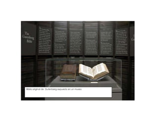Biblia original de  Gutenberg expuesta en un museo