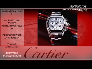 ANUNCIOS  PUBLICITARIOS POSISIONAMIENTO  PLANTEO DE NUEVO POSICIONAMIENTO PERCEPCIÓN DE LA EMPRESA Frases de comunicación ANUNCIOS  PUBLICITARIOS 