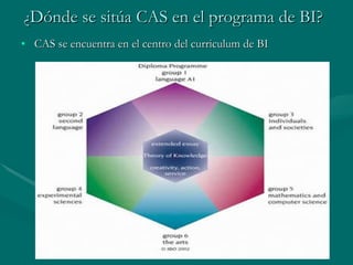 ¿ Dónde se sitúa CAS en el programa de BI? CAS se encuentra en el centro del curriculum de BI     