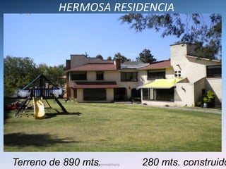 HERMOSA RESIDENCIA Terreno de 890 mts. 280 mts. construidos Indigo Inmobiliaria 