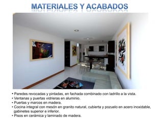 ÁREA DE LOTE: 72 mt2
ÁREA CONSTRUIDA: 124 mt2
• Unidad cerrada.
• Portería 24 horas.
• Áreas comunes: Club house, zona BBQ
y juegos infantiles.
• Vías internas adoquinadas y andenes
en concreto.
• Redes eléctricas y telecomunicaciones
subterráneas.
• Acueducto, alcantarillado y red
domiciliaria de gas
 