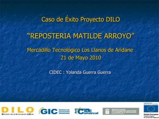 Mercadillo Tecnológico Los Llanos de Aridane 21 de Mayo 2010 CIDEC : Yolanda Guerra Guerra Caso de Éxito Proyecto DILO “REPOSTERIA MATILDE ARROYO” 